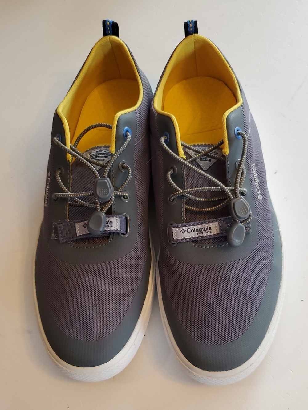 Columbia PFG Gray Sneakers with Yellow Lining - Men's Lace Toggle Casual Shoes